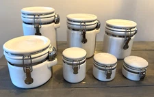 OGGI 7 Piece Air Tight Ceramic Canister Set with Stainless Steel Spoons