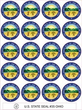 OHIO STATE SEAL - SIZE 2" EACH - 20 PER SHEET