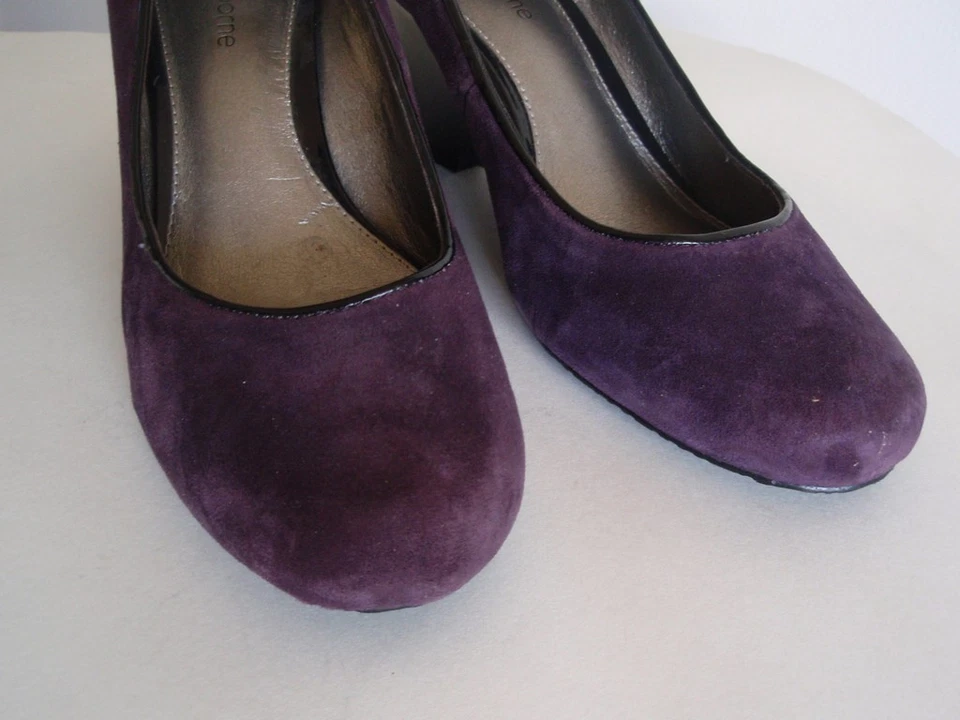 Zapatos de plataforma de cuero gamuza púrpura berenjena LIZ CLAIBORNE para mujer talla 7 1/2 M Foto 2 de 4