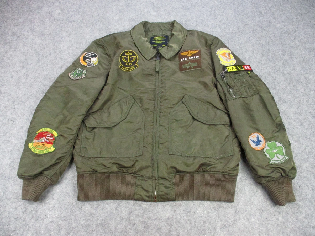 Alpha Industries Jacket Mens 2XL XXL Green 59 Bomber Flyers USAF Navy Pilots