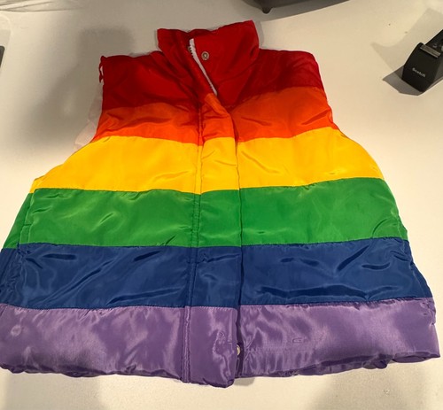 MUD KINGDOM Rainbow Puffer Vest Lightweight Full-zip SZ 130 Button KIDS SIZE 6