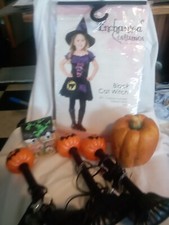 Halloween Child's Black Cat Witch Costume, Pumpkin, 3 Lights, Haunted House