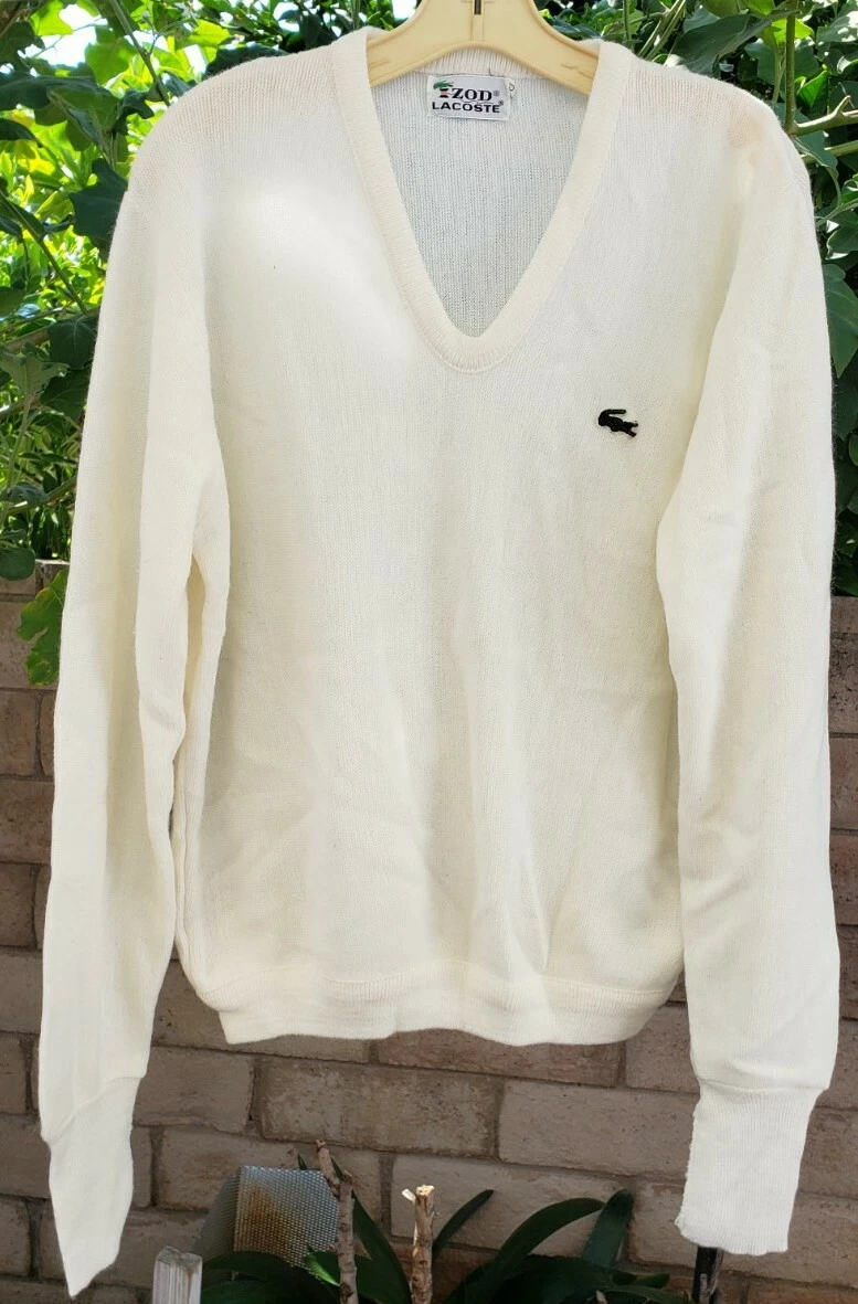 Vintage Chemise Lacoste L V-neck Sweater Made in France Exct