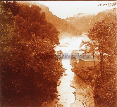 Cascade Steinschlagschutz D'Eaux Fabrik Mühle c1920 Foto Stereo Platte Gläser