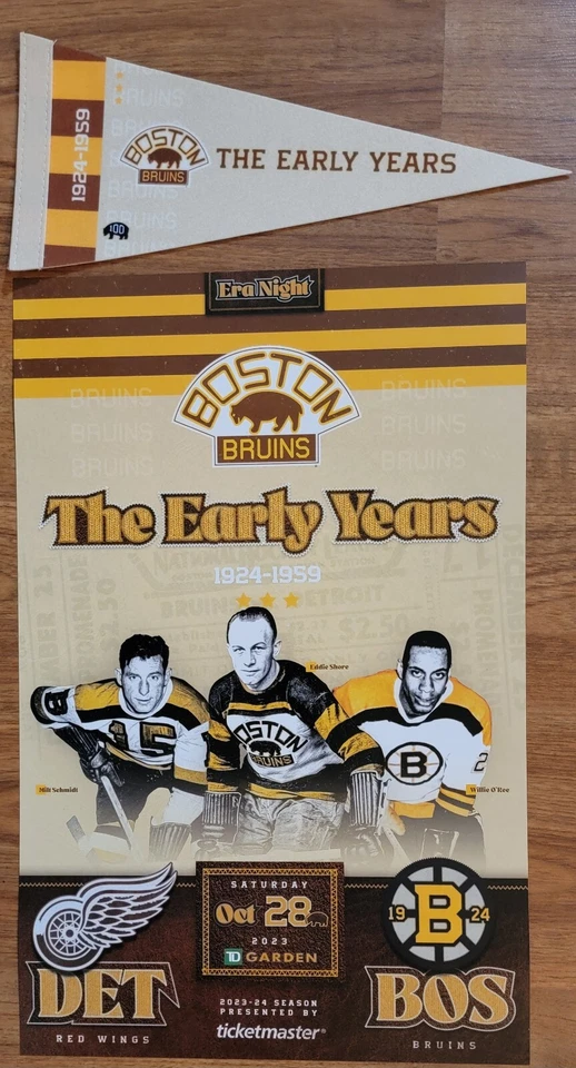 Boston Bruins 2023~2024 Era Nights Centennial Pennants & Posters Full Set  - Image 2 of 4