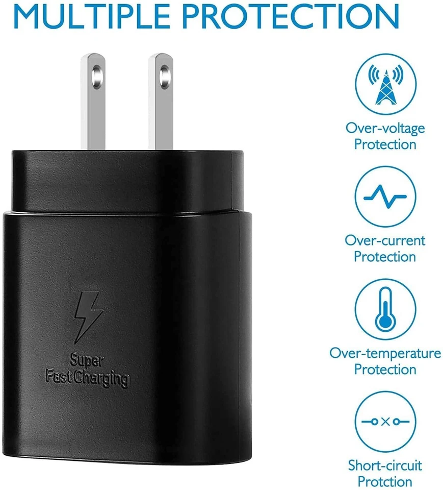 25W USB C Wall Charger Fast Charging PD Adapter Cable for Motorola Droid Turbo 2 - Image 2 of 4