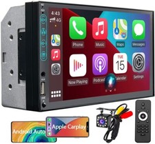 7 Inch Double Din Car Stereo Compatible with Apple CarPlay and Android Auto, Mul