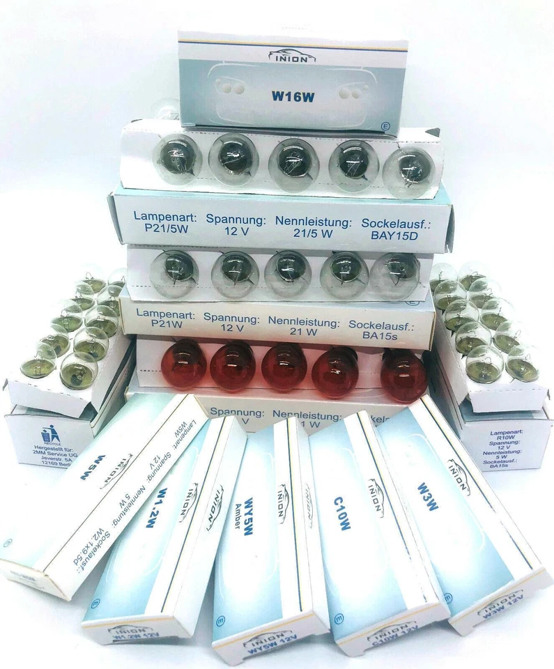 120x STÜCK SET KFZ Beleuchtung Glühlampe Birne Soffitte Auto Lampe Glas LONGLIFE