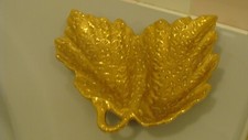 Porcelain/Ceramic 22K Gold Leaf Candy Trinket Dish Made in USA