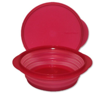 Tupperware FlatOut Expandable Bowl 8.25 Cup Round Pink NEW  
