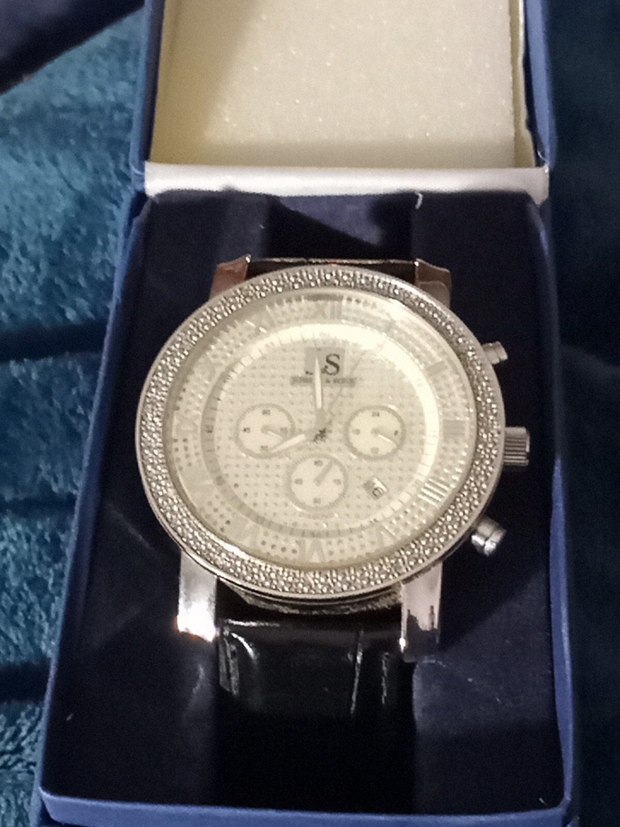 Joshua Sons Js-28-01 Diamond Chronograph 5atm Black Leather