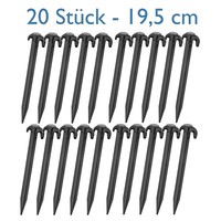 20X Kunststoff Heringe 19,5Cm Schwarz Camping Zelt Erdnagel Bodenanker Zeltnagel