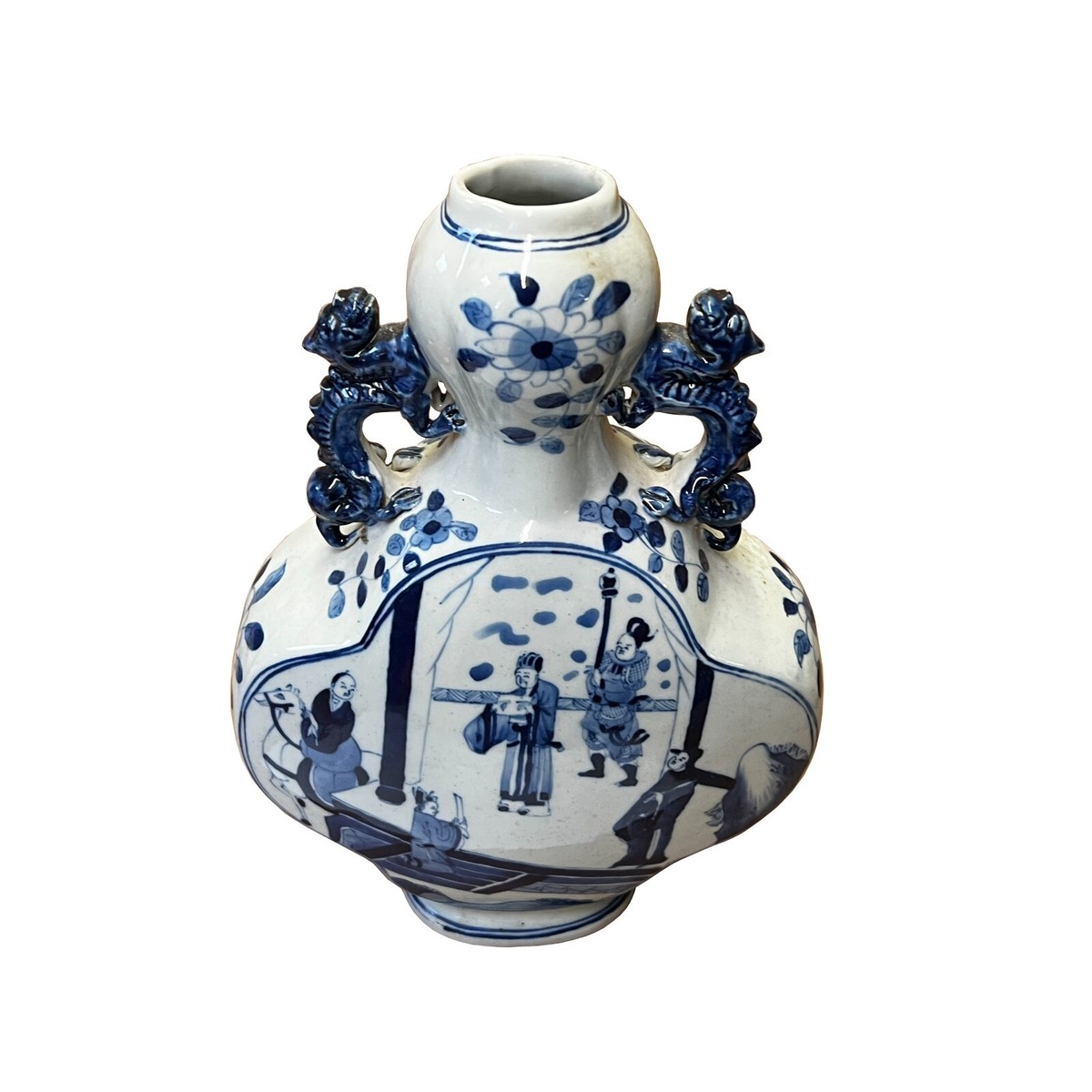 Chinese Blue White Porcelain People Theme Flower Shape Vase ws2863S Chinese Blue White Porcelain People Theme Flower Shape Vase ws2863S