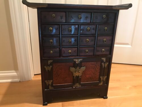 APOTHCARY WOOD CHEST WITH 15 drawers and one cabinet MADE IN KOREA