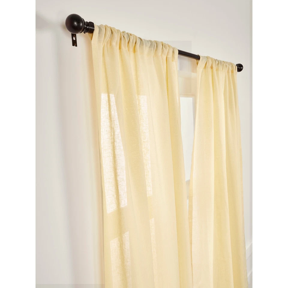 Solino Home Sheer Linen Curtain Single Panel Drapes with Rod Pocket, Living Room - Image 3 of 4