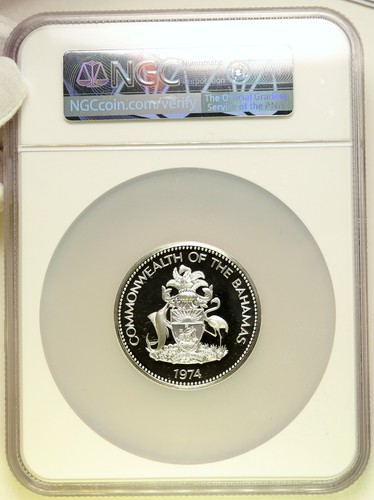 1974 BAHAMAS Large Independence Milo Butler OLD Proof Silver $10 NGC Coin i95021 - Picture 4 of 5