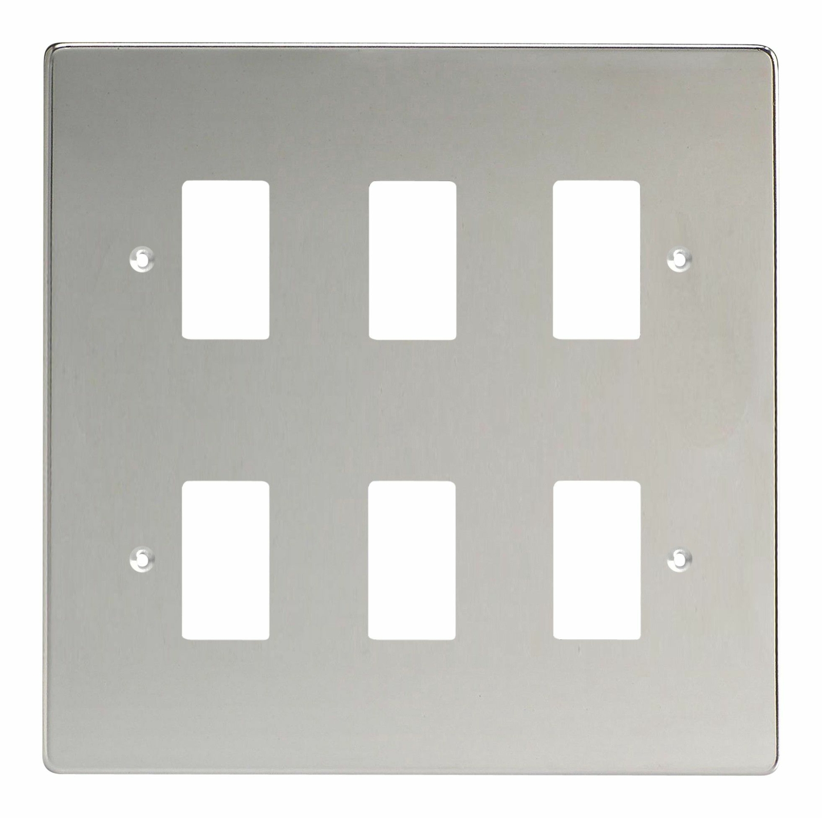 Varilight XDCPG6 PowerGrid Polished Chrome 6 Gang Grid Plate (Double Twin Plate)