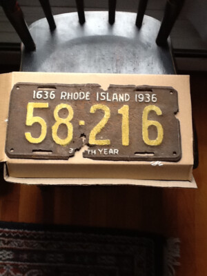 1936 RHODE ISLAND LICENSE PLATE code 102522e | eBay