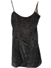 Nasty Gal Satin Glitter Spot Print Tie Shoulder Detail Mini Dress, Black, Size 8