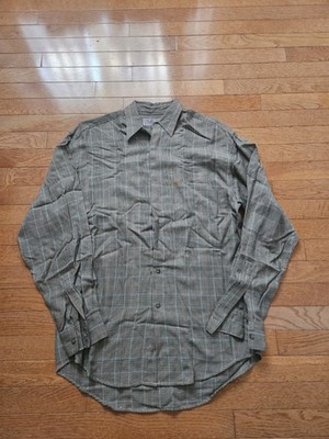 Vintage Paul Smith Sportswear Shirt Mens 1 Brown Glen Plaid Rayon Wool Button Up
