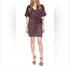 Michael Kors Pink & Black Giraffe Printed Faux Wrap ‘Date Night’ Dress LARGE