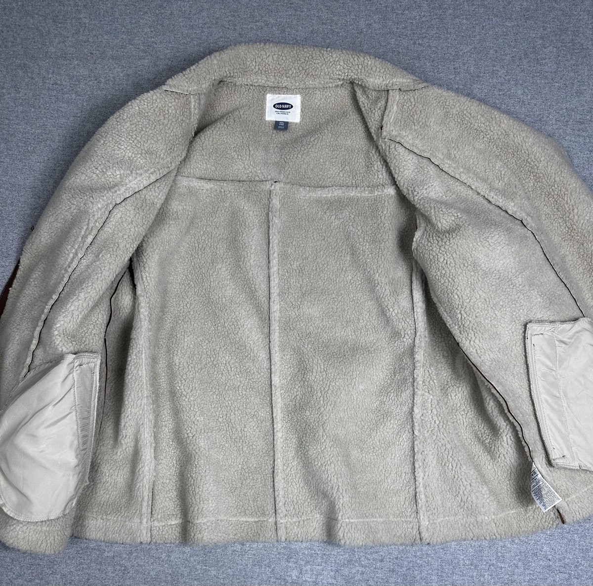 Old Navy Jacket Womens 2XL Brown Sherpa Lined Faux Suede