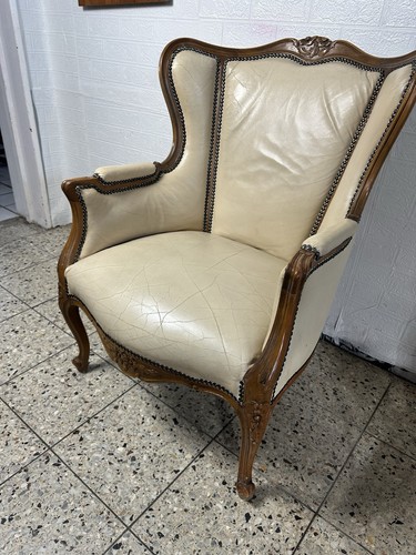 Chippendale Stuhl mit Armlehnen Leder Armlehnstuhl Barock-Art Barock Sessel - Bild 1 von 14