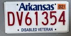 AR Disabled Veteran License Plate Arkansas Military Lic DV 61354 — photo 1