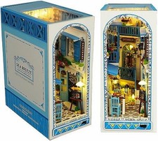 Mediterranean 'Sea Breeze' Book Nook Kit - Wooden DIY Bookend w/ LED Lights