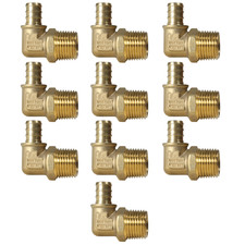 10 Pack XFITTING 1/2" Pex B X 1/2" Male NPT Elbow Brass Crimp Fittings , NSF