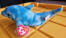 TY Beanie Baby DOCKS the Blue Dolphin (8 inch) NWT Stuffed Animal Toy