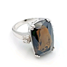 Designer Sterling Silver 925 Smoky Quartz Topaz Cocktail Ring Sz 9