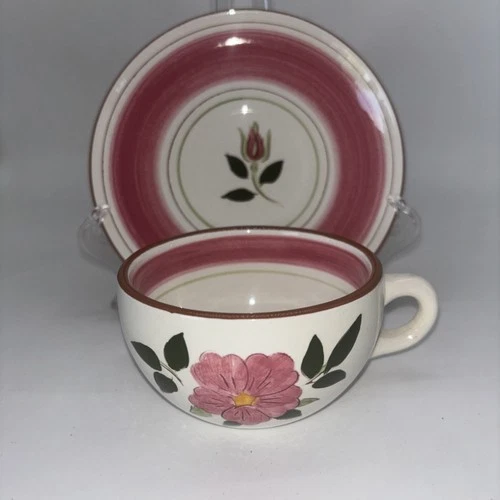 Stangl Pottery Wild Rose 1 Coffee/Tea Cup & saucer Vintage Great Condition