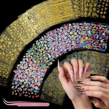 50 Flower Nail Stickers - Gold Floral Decals for Stunning Nail Art