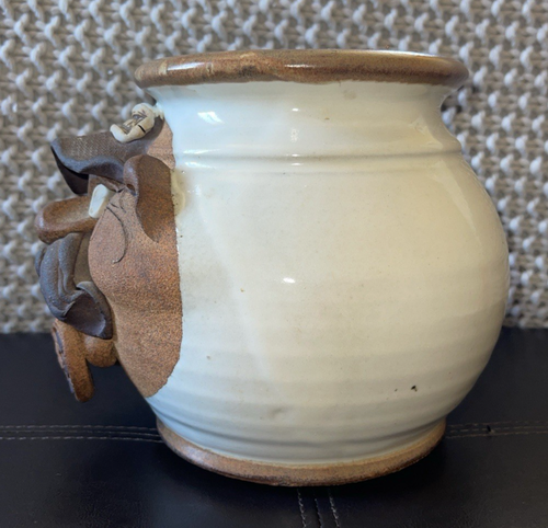 Vintage Mahon Cookie Jar Ugly Face Studio Pottery Stoneware 3D MMS Signed Cork - Picture 3 of 11