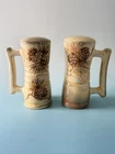 Frankoma Prairie Brown Salt & Pepper Shakers Revans Pinecone Folk Art 4.75”