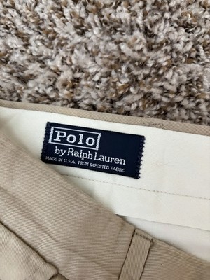 VTG Polo Ralph Lauren Men's Pleated Cuffed Khaki Pants Made In USA