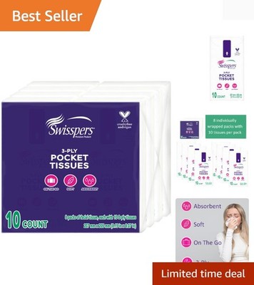 Luxury 80-Pack of 3-Ply White Facial Tissues - Perfect for Travel & Daily Use