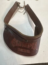 Olympia Beer Leather Visor Vintage Good Condition