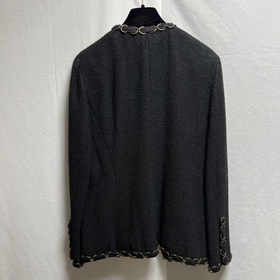 Giacca di seta Chanel 02P decorativa accessori in metallo marchio Coco