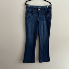 Democracy Women 14 Blue Denim Ab solution Mid-Rise Itty Bitty Boot Jeans