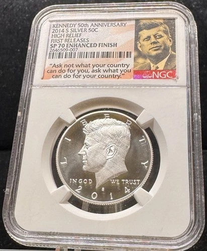 NGC 2014 S Kennedy Half Dollar 50C 50th Anniversary Silver Coin SP70-007