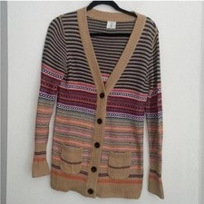 Land s End kids multicolored Striped button down long sleeve sweater cardigan