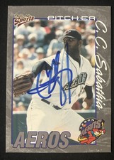 CC C.C. SABATHIA 2000 AKRON AEROS COMPLETE MINOR LEAGUE SET 19/30 SIGNED AUTO IP