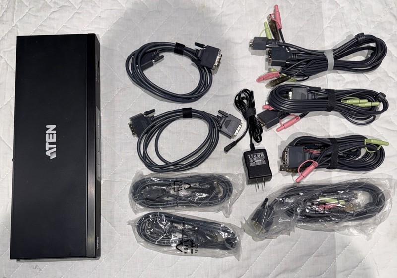 Used Aten CS1644 USB DVI Dual View Kvmp Switch with power and cables
