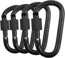 Locking Carabiner Clip, Vonpri 3 Inch D Ring Clips Spring Snap Key Black 4pcs 