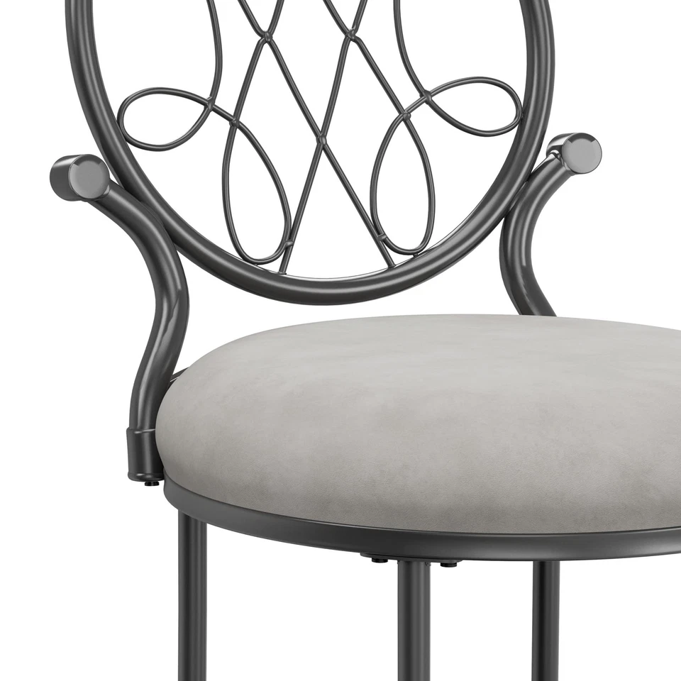 Taburete de tocador O'Malley con diseño de patrón en espiral, gris metálico Foto 4 de 4