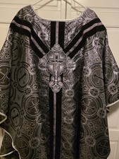 6 Piece Metalic Black Requiem Chasuble and Cope Set