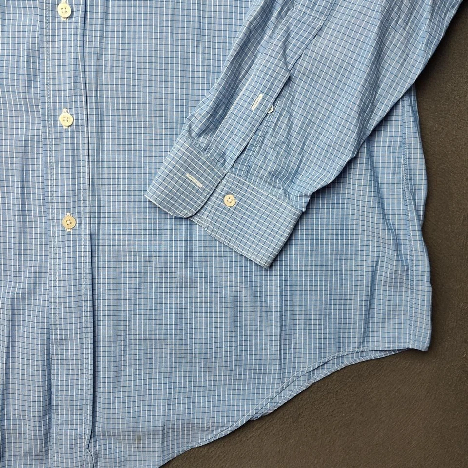 Brooks Brothers Shirt Mens 16.5 Blue Check Plaid Button Down Collar Made in USA - Image 4 of 4