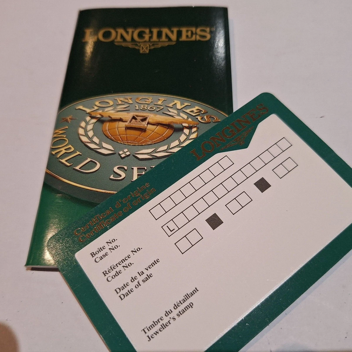 Folletos de garantía Longines International en blanco